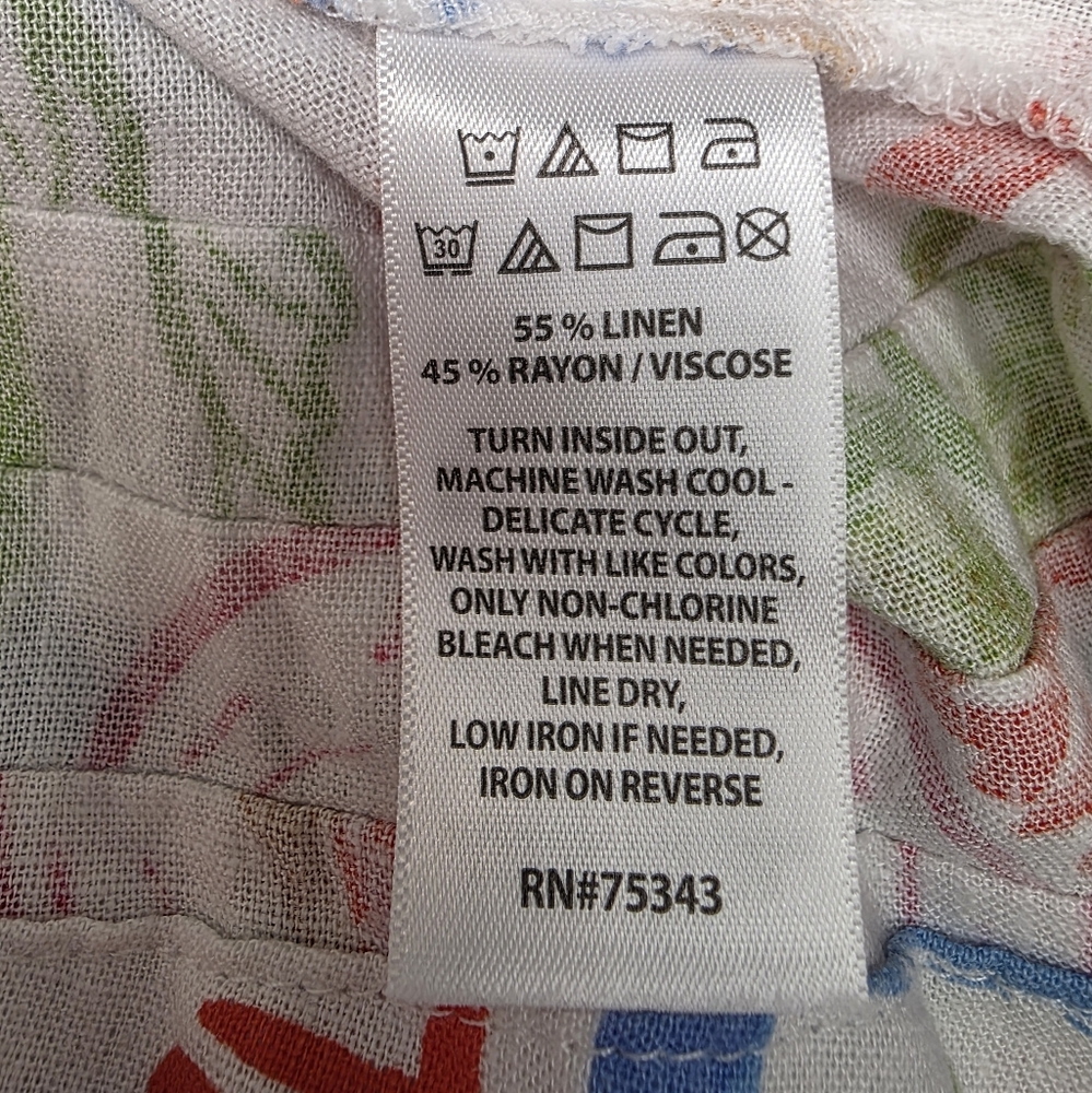 Cynthia Rowley Linen Blend Sundress XS Brunch Print Sleeveless Pockets - Picture 10 of 15